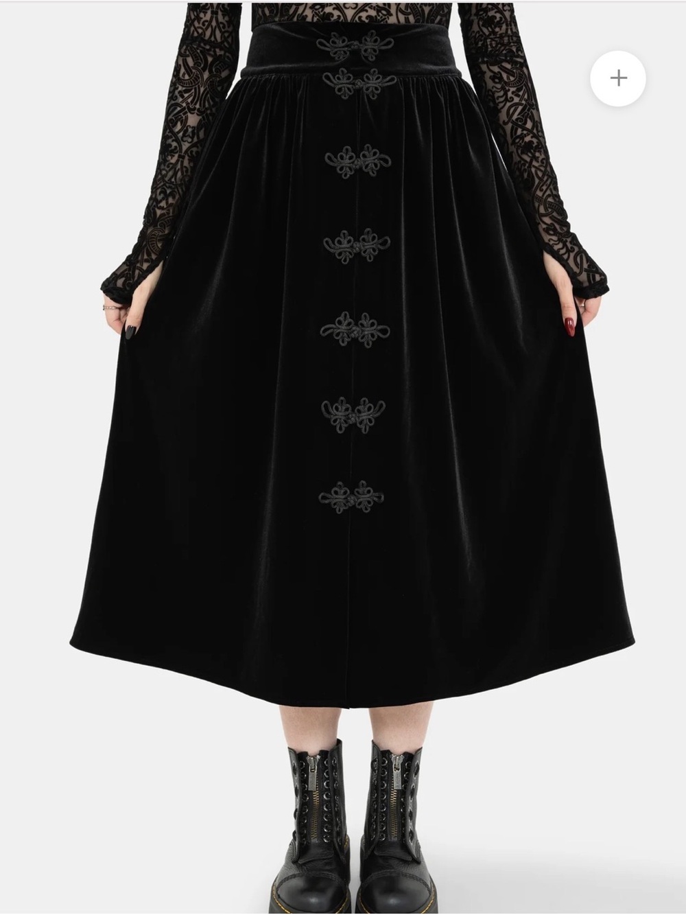 NWT Disturbia Nova Velour Frog Closure Midi Skirt size 16